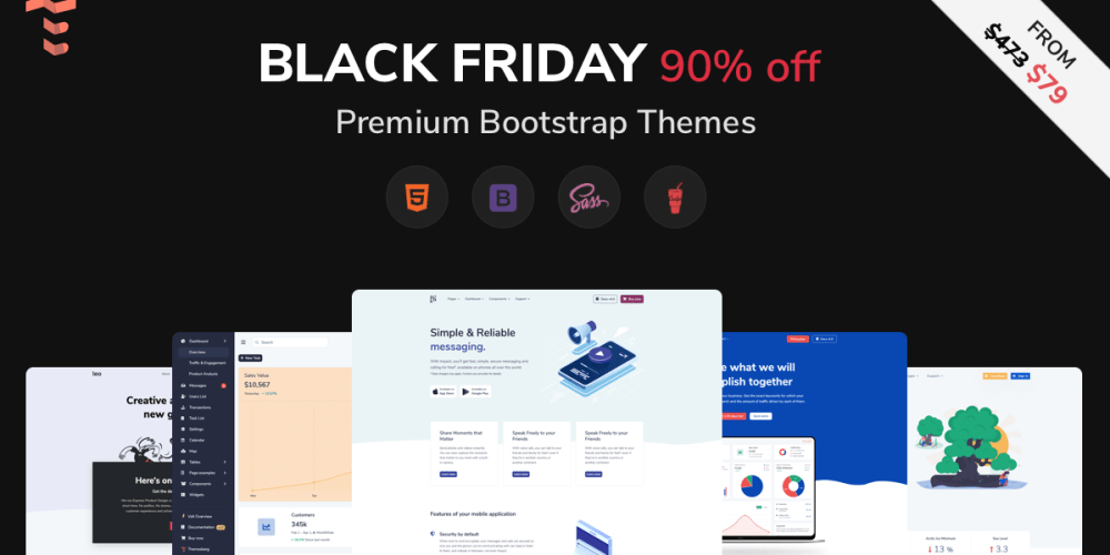 Black Friday 90% Off Deal for Bootstrap Themes, Admin Templates, and UI Kits