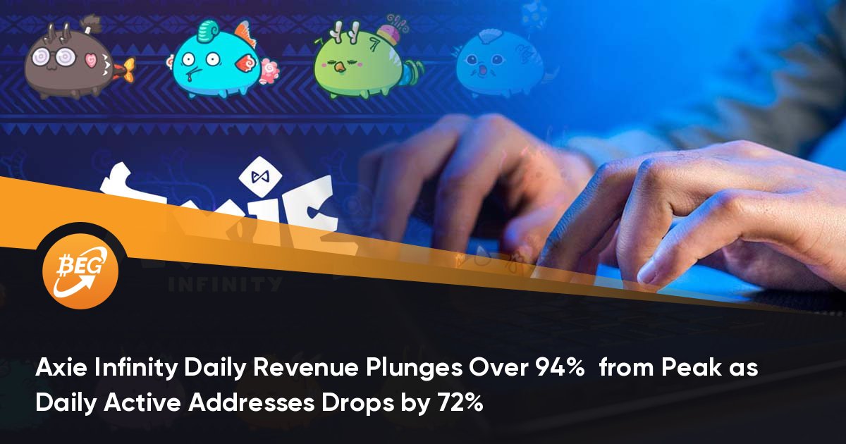 Axie Infinity Daily Revenue Plunges Over 94%  from Peak as Daily Active Addresses Drops by 72%