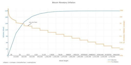 Bitcoin monetary inflation graph.